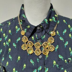 Vintage 70s Lucite Gold Statement Necklace Disco Party 21"